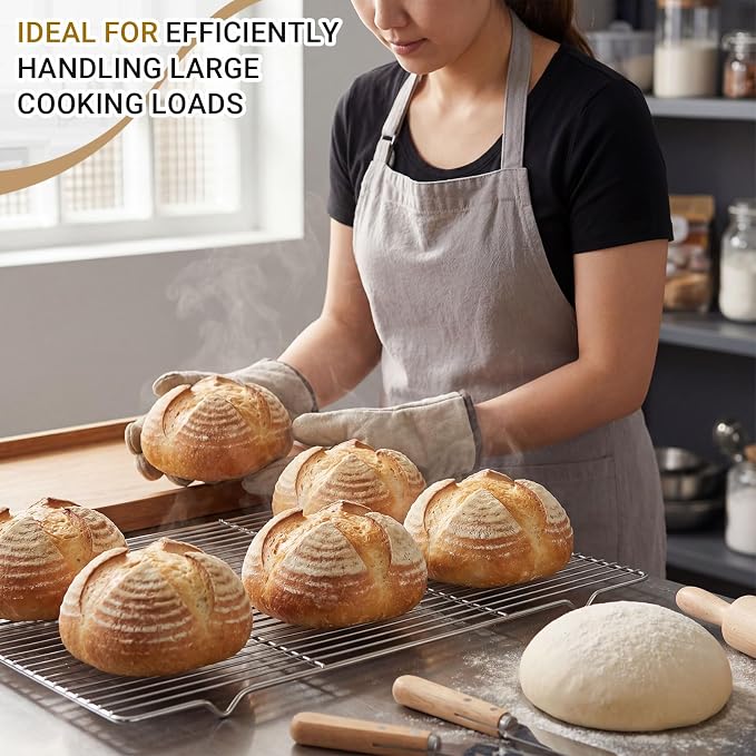 Lounsweer 4 Pcs Cooling Racks, 24L X 16W X 1H Stainless Steel Wire Rack for Baking Sheet, Large Cookie Cooling Rack, Oven Safe Cooking Racks for Sheet Pan, Dishwasher Safe, Full Size