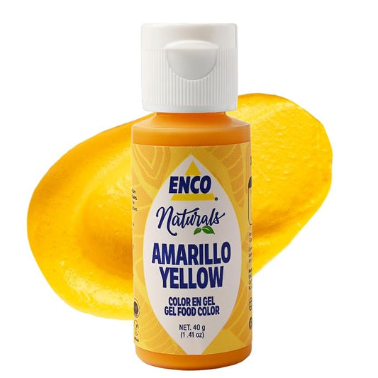 ENCO Natural Food Coloring Gel Yellow (1.41 oz) – No Artificial Dyes, Vibrant Colors for Icing, Buttercream & Fondant – Kosher & Vegan Colors – Baking & Cake Decorating