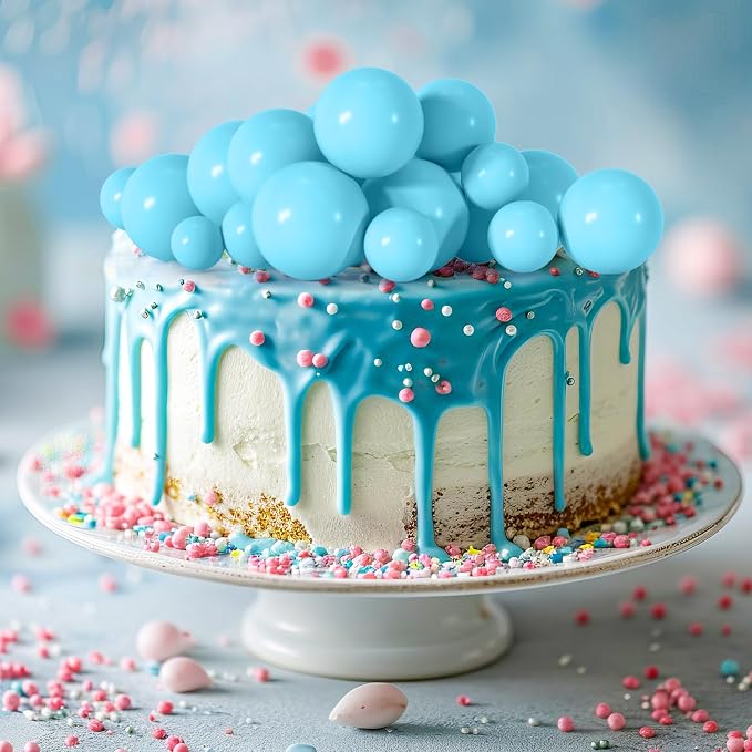 75 Pieces Light Blue Cake Balls Topper Decorations Foam Cupcake Topper Mini Balloon Cake Topper Picks for Deco Birthday Party Wedding