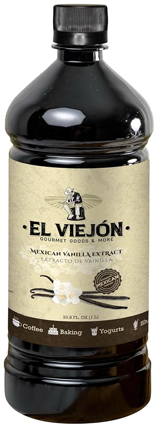 Mexican Vanilla Extract, 1 Liter (33.2 Fl Oz), Premium Vanilla for Baking, Cooking, Coffee & Desserts – El Viejón