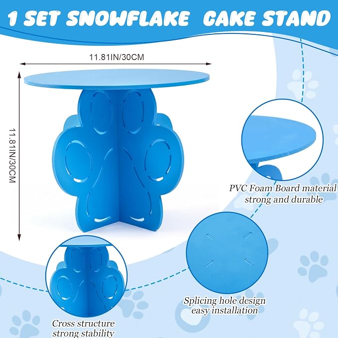 Lallisa 12" Dog Paw Cake Stand Bule 3D Pet Dog Party Decorations with Puppy Paw Base PVC Dessert Holder Centerpieces for Baby Shower Birthday Animal Party Supplies