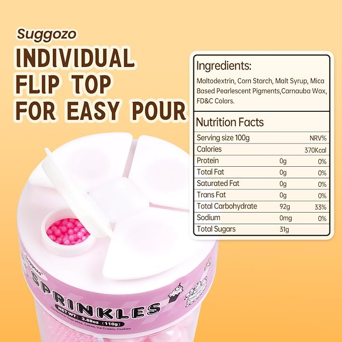 Pink Sprinkles, Edible Pink Pearl Sprinkles for Cake Decorating, Cake Decoration & Cupcake Topper, Wedding Shower Party Christmas Valentines Supplies, 110g/3.88oz (4 Sizes Mix)