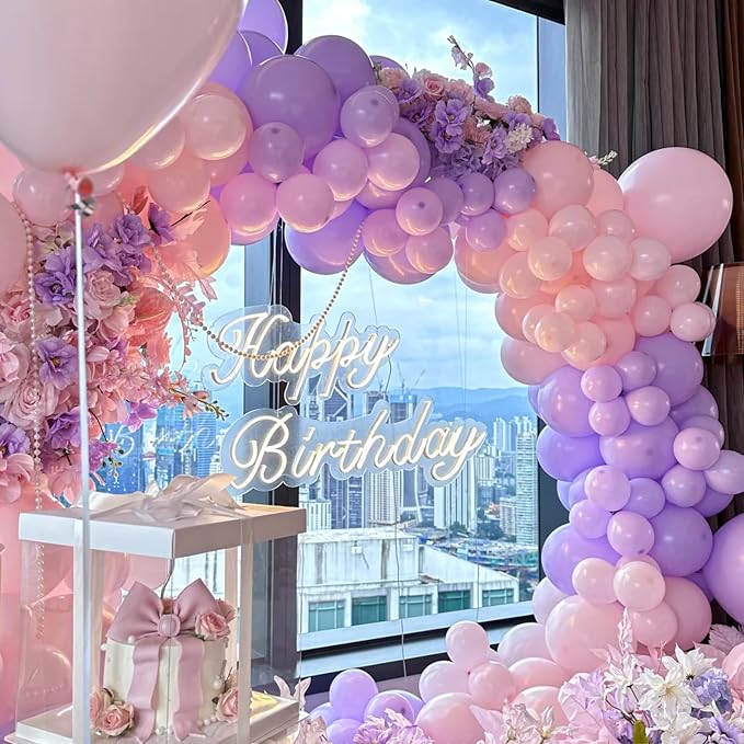 Voircoloria 105pcs Pink Balloons 12inch Party Latex Balloons for Boys Girls Birthday Baby Shower Gender Reveal Wedding Sunflower Party Decorations