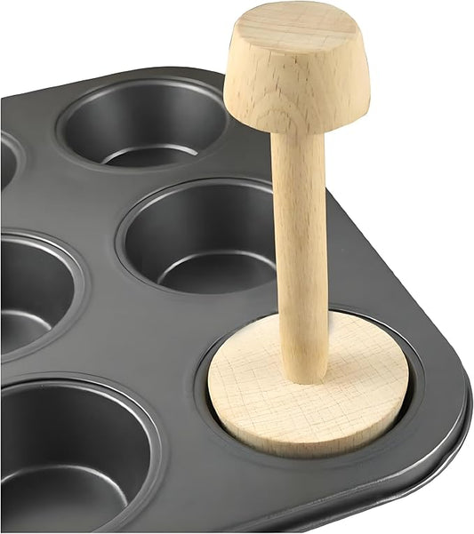 Wooden Tart Tamper, Double Sided Pastry Pusher for Egg Tart, Pie, Quiche, Kitchen Baking Tools