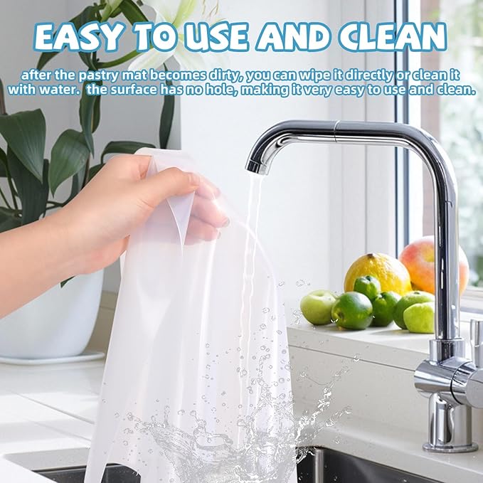 VOKOY Large Silicone Mat for Crafts, 48"x24", Extra Large Thick Clear Silicone Mats for Kitchen Countertop, Heat-resistant Washable Large Pastry Mat for Crafts Painting Baking