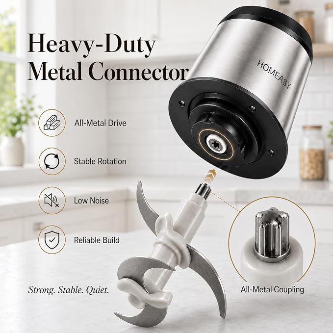 HOMEASY Meat Grinder Electric, Food Processor 2L Stainless Steel Meat Blender Food Chopper for Meat, Vegetables, Fruits and Nuts with 4 Sharp Blades, 350W, 8 Cups