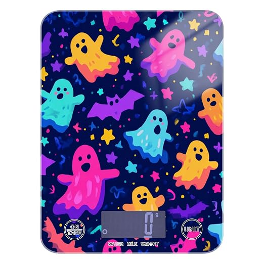 Food Scale Kitchen Scale for Baking Cooking Digital Food Weighing Measuring Scale Small Waterproof Electric Food Scale Neon Halloween Ghosts Stars Bats