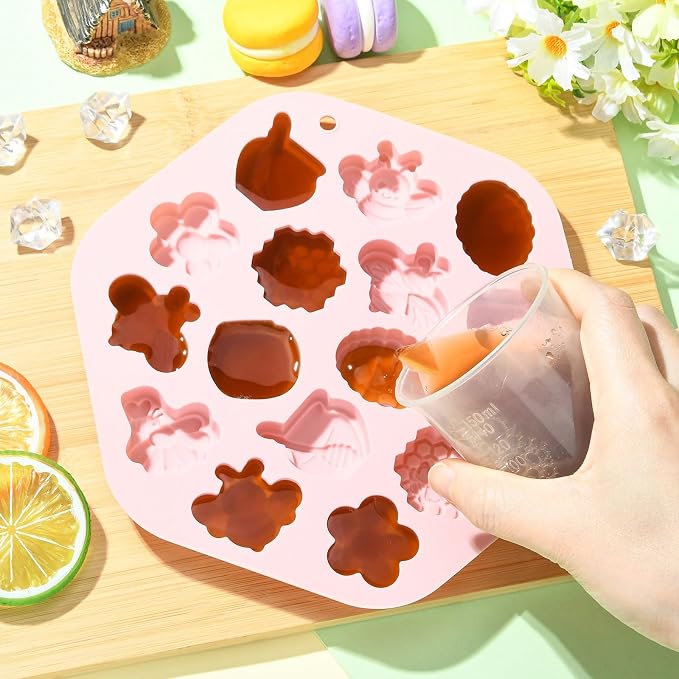 Ipotkitt 2pcs Pink Bee Theme Silicone Candy Molds Insect Animal Spring Theme Gummy Molds for Jelly Fondant Chocolate Candy Mousse Ice Cake DIY Crafts Keto Fat Bomb