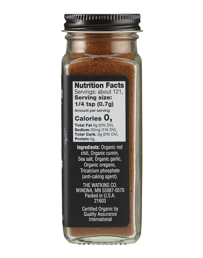 Watkins Gourmet Organic Spice Jar, Chili Powder, 2.9 Ounce Jar, 3 Count