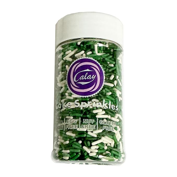 Homipooty St Patrick's Day Jimmy Edible Green and White Jimmies Sprinkles Sugar Candy for Cake Decorating 78g/2.75oz Cookie Cupcake Topper Ice Cream and Dessert Decorating