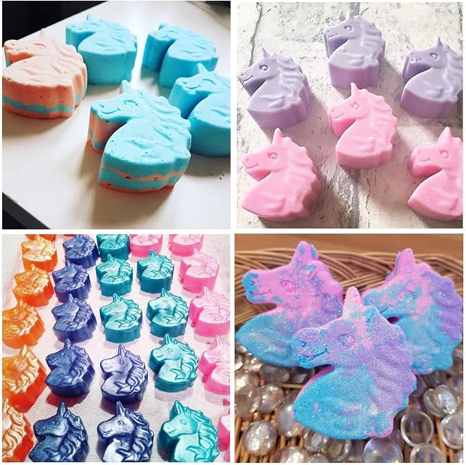 Fewo 2Pcs Unicorn Cupcake Molds, 6-Cavity Unicorn Head Silicone Cake Baking Pan Bath Bomb Soap Pudding Mould Little Girl Birthday Party Supplies