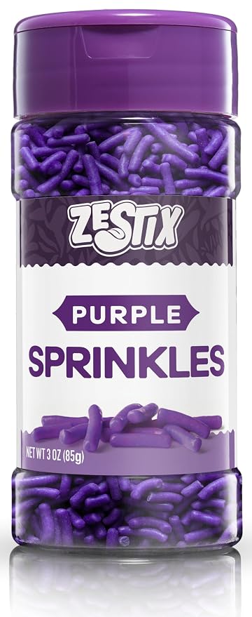 Purple Sprinkles 3 oz Bottle | Jimmies Sprinkles for Cake Decorating | Dessert Topping for Baking, Cupcakes, Cookies, Ice Cream, Parties, Holidays & Everyday Celebrations