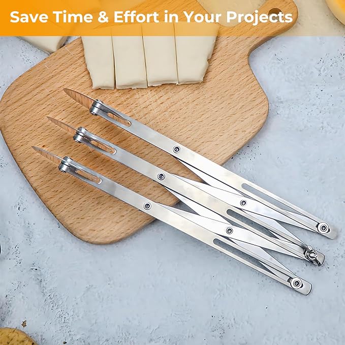 3 Wheel Pastry Cutter, Stainless Steel Roller, Expandable Dough Cutter, Multi Wheel Cookie Ravioli Cutter, Adjustable Pizza Slicer, Knife for Baking, Dough Divider