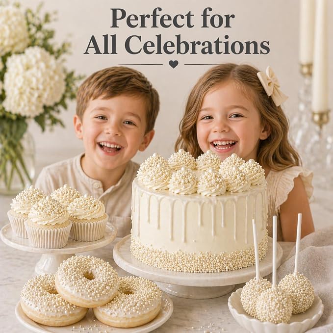 Confect Sprinkles for Christmas Cakes & Cupcakes Decoration | Birthday Sprinkles | Assorted Pack of 5 Wedding Glamour Pearls | Mix Dragees, Jimmies & Sparkling Sugar | Vegan, Gluten-Free, Soy-Free, Dairy-Free, Palm Oil-Free- 5 Oz