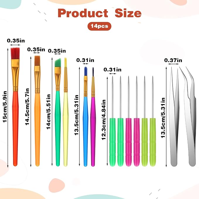 14 PCS Cookie Decorating Tool Set, Fondant Cake Decorating Brushes Scribe Cookie Tool Sugar Stir Needle Baking Elbow and Straight Tweezers for Baking Fondants Christmas Sprinkles Supplies for Fondant