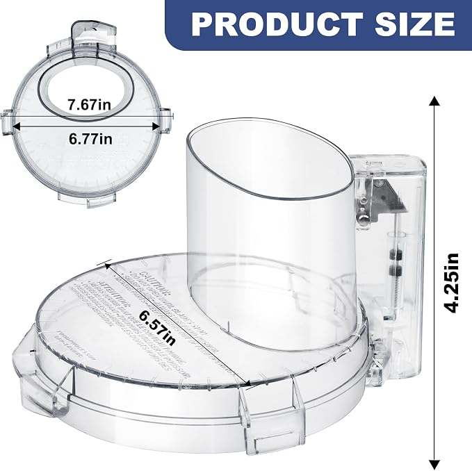 4 Locking Tabs DFP-14NWBCT1 Replacement Clear Food Processor Work Bowl Cover, Compatible with Cuisinart Tritan food Processor Only fits Bowl DLC-005AGTXT1,Fits Model DFP-14, DFP-14BCN, DFP-14BCHN