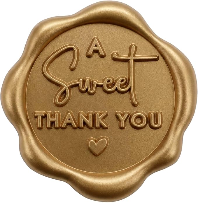 A Sweet Thank You Wax Seal Stickers, Self Adhesive Vintage Thank You Seals for Favor Bags, Sweet Treat Packaging, Donut Favors, Bakery Boxes, Gift Wrapping, 1.2 Inch (Antique Gold)