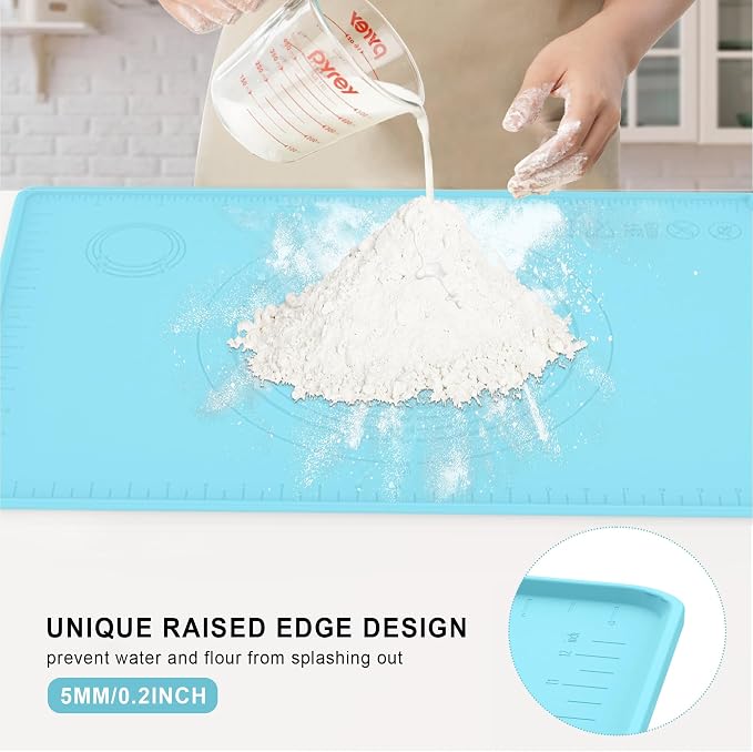 Silicone Baking Mat, Dough Rolling Mat, Pastry Mat for Rolling Dough, Silicone Rolling Mats for Pizza, Pie, Macaron, Bread (Sage Green, 24"×16")