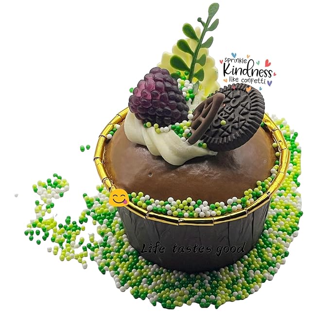 SE Si&Moos St. Patrick's Day Nonpareil Sprinkles, 2mm Green and White Mini Edible Pearls White Green Sprinkles for Cake Decorating Halloween Cake Decorations Wedding Baby Shower Party Christmas Holiday Supplies 3.5 OZ