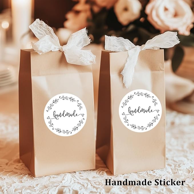 120 x Handmade Stickers, Business Stickers, Seller Stickers, Handmade Labels, Handmade with Love Stickers, 1.6 in Round Stickers