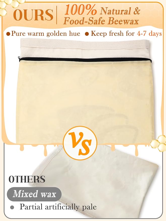 ANPHSIN 2 pcs Natural Beeswax Bread Bags with Sealing Zipper - 13''x16.7'' Reusable Sourdough Storage Wraps for Homemade Bread, Keeping Food Fresh, Gifts for People Who Love Baking, 2 Patterns