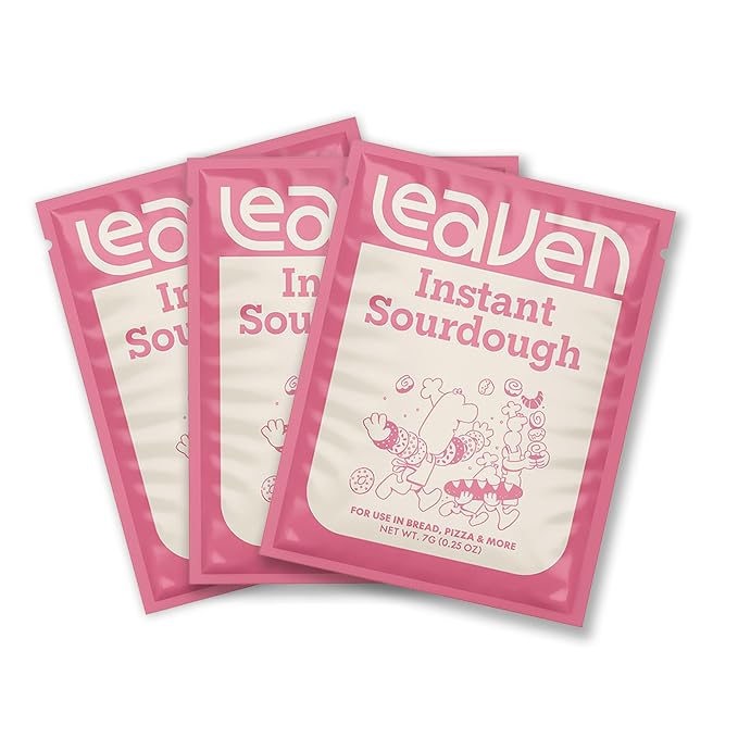 Leaven Foods Instant Sourdough (0.25oz Packets) 3-Pack - Bakes Up To 21 Breads - The 1st and Only Real Sourdough Starter Replacement, No Starter Needed - Replaces Baker's Yeast - Gluten Free & Non GMO