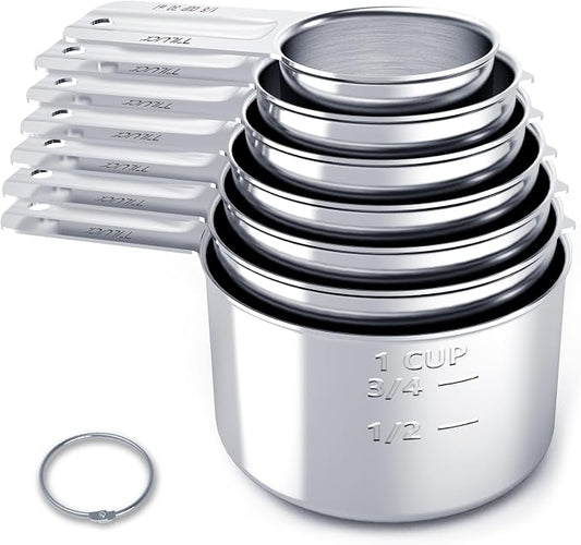 TILUCK Stainless Steel Measuring Cups Set,Kitchen Gadgets for Cooking & Baking,Set of 7