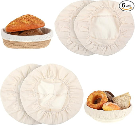 4 Pcs Bread Proofing Basket Cloth Liner, Round Banneton Basket Liner for Sourdough Bread, Natural Rattan Proofing Basket with Cloth Cover for Home Baking