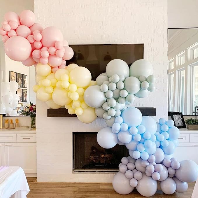 Voircoloria 95pack Pastel Balloons Different Size 18/12/10/5 Inch Pastel Balloon Garland Arch Kit for Graduation, Wedding, Birthday, Princess Theme, Easter, Baby Shower, Anniversary Party Decorations