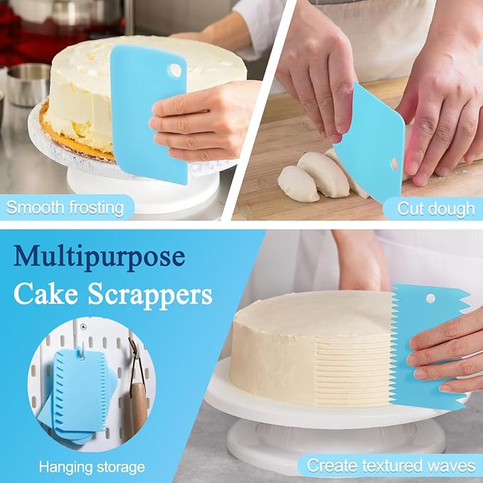 Cake Decorating Kit with Piping Bags and Tips Set | 2 Reusable Piping Bags, 24 Icing Tips, 2 Couplers, 3 Scrapers, 2 Silicone Rings