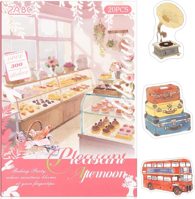 Afternoon Tea Series Sticker Scrapbooking Supplies for Junk Journal, 20 Sheets PET Stickers