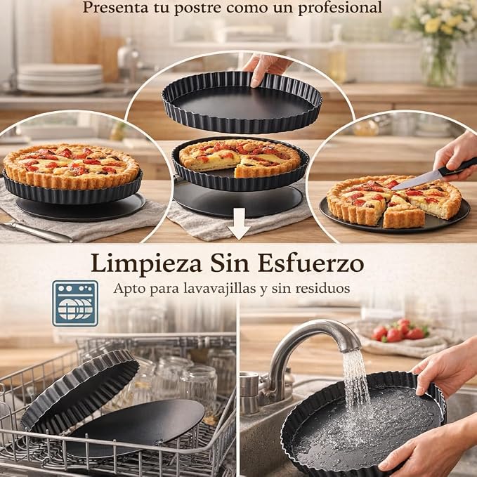 Round Tart Pan, Removable Bottom Non Stick Tart Pan Large Fluted Tart Pans for Baking, Quiche Pan(12-inch)