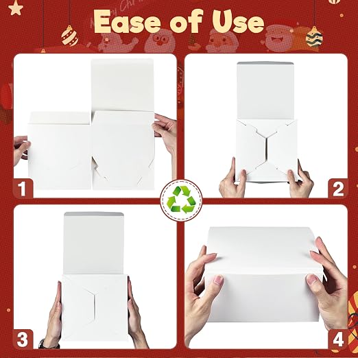 MESHA 8x8x4 Gift Box 10 Pack White Gift Boxes with Lids, DIY Bridesmaid Proposal Box, Recyclable,Foldable Box for Wedding, Birthday Party