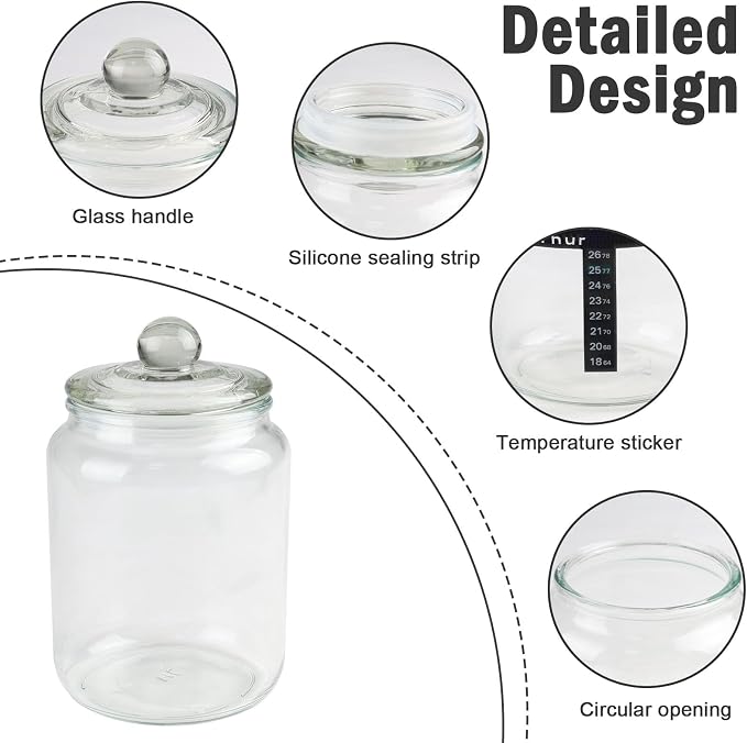 Sourdough Starter 45 Oz Jar Glass,Sourdough Bread Baking Supplies with Lids,Sour Dough Bread Starter Jar Kit with Date Marked Feeding Band,Thermometer,Silicone Scraper,Sewn Cloth Cover