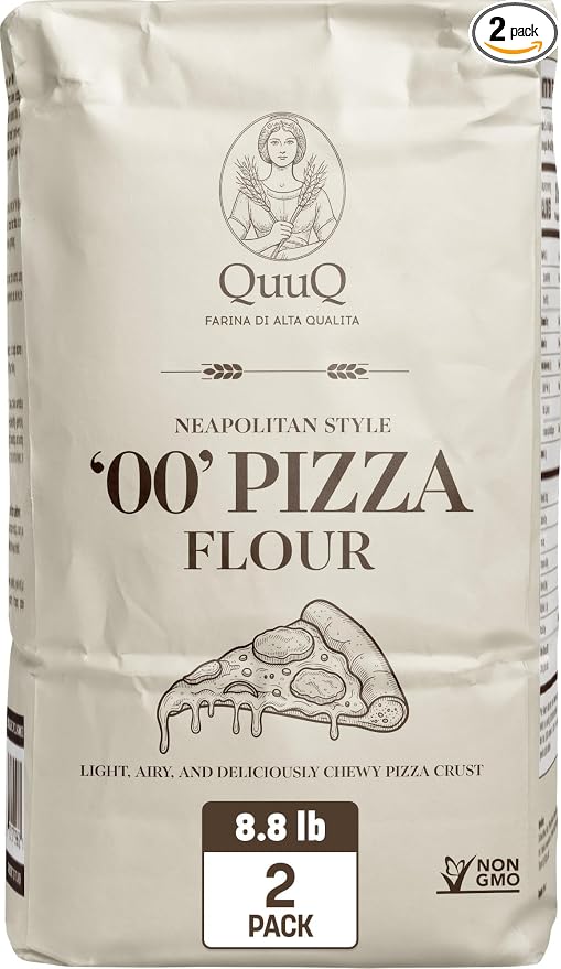 QuuQ 00 Pizza Flour 2 Pack 8.8 lb (4 kg), Type 00 Flour, Neapolitan Style, Ultra Fine Grind, Unbleached Unbromated Non-GMO Enriched Wheat Flour, Wood Fired and Home Oven Baking