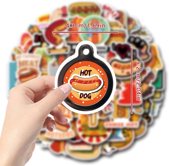 67Pcs Hot Dog Stickers,Delicious Food Party Favors Decorations,Vinyl Hot Dog Decals for Laptop Scrapbook Journal Skateboard GOG Party Favors (67pcs)