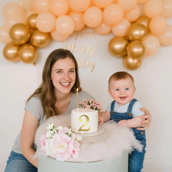 3.7IN Gold Acrylic Number 20 Cake Topper with 12 Gold Long Candles - Perfect for 20th Birthday Party Supplies, Ideal for Cake Decoration