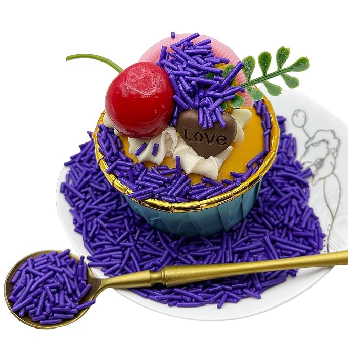CandiJumpin Purple Jimmy Sprinkles, Purple Sprinkles for Cake Decorating Edible Cake Jimmies Edible Crunchy Jimmies Ice Cream Toppings, Baby Shower Party Wedding Christmas Supplies 3 OZ