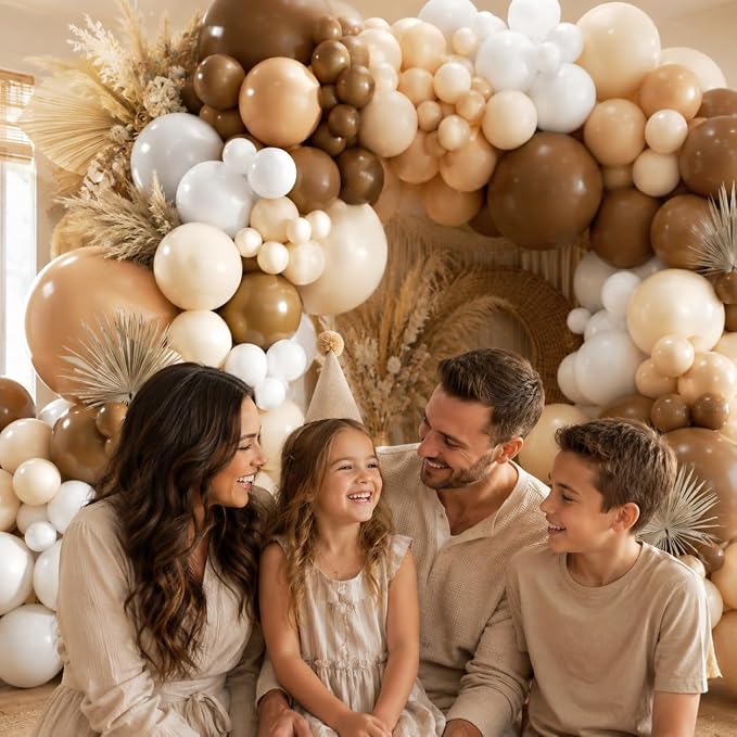 450Pcs Netural Balloons Garland Arch Kit - 18 12 10 5 Inch Different Sizes Brown Latex Balloon for Birthday, Anniversary, Bridal Shower, Baby Shower, Wedding, Boho, Teddy Party Decorations
