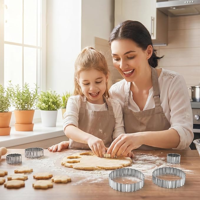 Round Cookie Cutter Set, 6 PCS Non-Stick Circle Cookie Cutters 1.5"/2"/2.5"/3"/3.5"/4" Geometric Stainless Steel Biscuit Cutter for Home Kitchen Baking, Silver