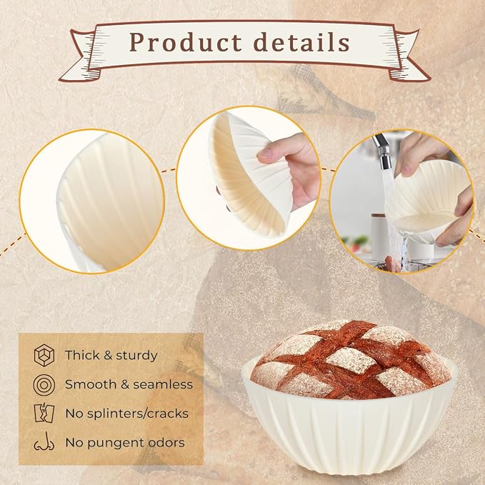 5 Inch Banneton Bread Proofing Basket Set of 10, Mini Small Banneton Basket Proofing Baskets for Sourdough Loaf Pans Bread Baking Supplies(Beige)