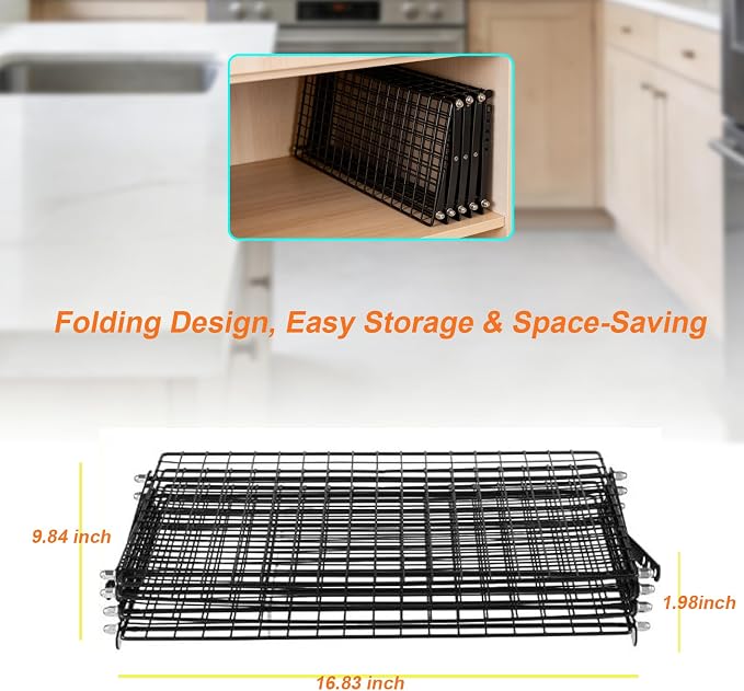 MWRCTV 4-Tier Collapsible Cooling Rack - Stackable Wire Drying Rack for Baking Cookies Cake Roasting Grilling Picnic Party Camping