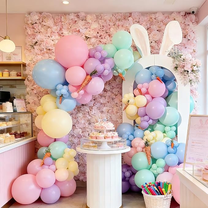 Pastel Balloon Arch Kit, 147pcs Macaron Rainbow Latex Balloon, Different Sizes 18 12 10 5 Inch for Garland Baby Shower Birthday Party Gender Reveal Garland Decoration