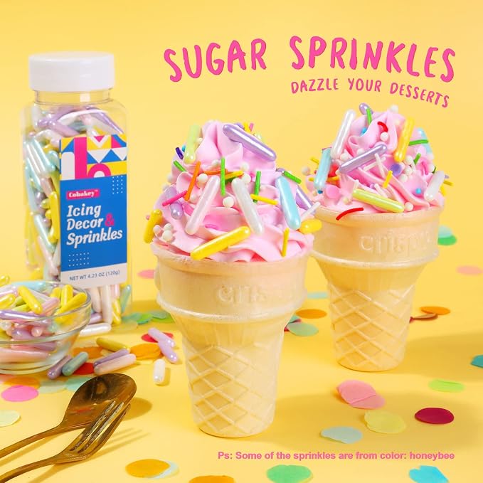 Sprinkles for Cake Decorating 4.2 Ounce Edible Sprinkles for Cookie Decorating, Cupcake Topper, Ice Cream, Candy, Chocolate, Parties (sugar rods)