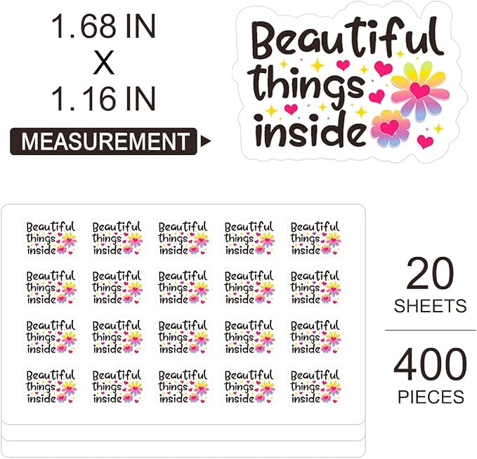 Small Business Surprise Stickers, Beautiful Things Inside Paster, Retailers Order Paster Self-Adhesive Stickers for Packages Handmade Gift Box, 500 PCS