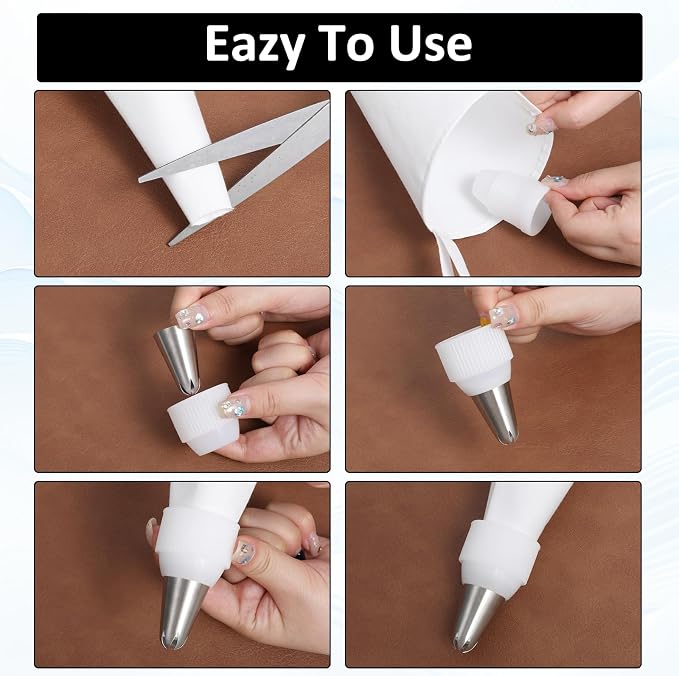 Jeffdad 4 Pcs Reusable Pastry Piping Bags, 12, 14, 16, 18 Inch Professional Pastry Bag, Large Canvas Cake Decorating Bags Icing Piping Bag for Frosting, Icing, Cupcakes, Cookies