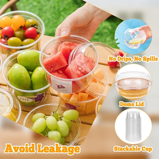 Ysglory 50 Pack 12 oz Plastic Dessert Cups Clear Acai Bowls with Lids Disposable Fruit Parfait Cups Containers With Spoon for Cupcake Yogurt Pudding Yogurt Parfait Smoothie