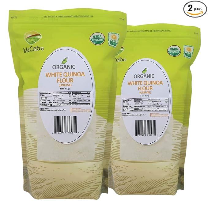 McCabe Organic White Quinoa Flour - Quinoa Flour Organic | Rich with Fiber & Minerals | USDA and CCOF Certified | Packed in USA | 2Lbs (Pack of 2)