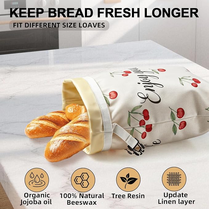 2 Pack Beeswax Bread Bags for Sourdough Homemade Bread - 17"×13" XL Organic Sourdough Bread Bags Reusable, Sourdough Bags with Beeswax Lining Keep Fresh Longer, Freezer Safe, Gifts for Baking Lovers