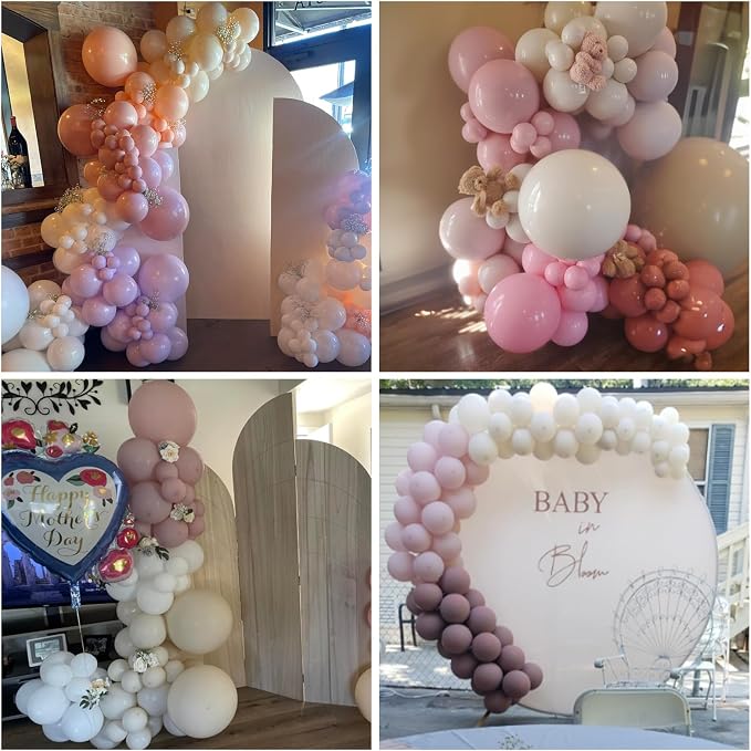 Jobkoo Boho Blush Pink Balloons - 12 Inch, 100 Pack Retro Vintage Latex Helium Balloons for Girl Baby Shower Anniversary Wedding Birthday Party Decor